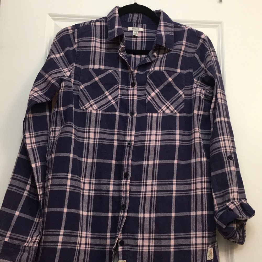Silver Jeans Purple & Pink Plaid Shirt